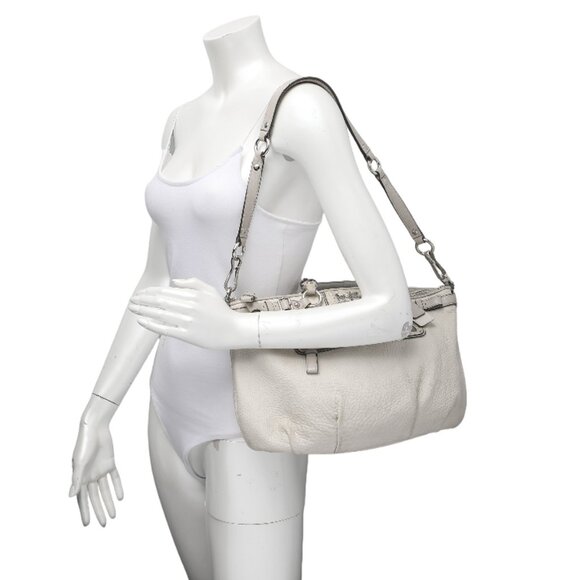 Coach Madison Leather Snake Embossed Sophia Satchel Ivory Grey Shoulder Bag - Picture 4 of 16